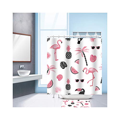 KnSam Shower Curtain with 12 Curtain Hooks 3D Flamingo... - Sports & Fitness Amazon Royaume-Uni à 18.30€