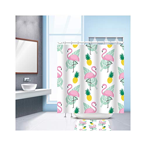 KnSam Shower Curtain with 12 Curtain Hooks 3D Flamingo... - Sports & Fitness en promo à 16.56€