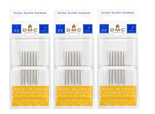 DMC Lot de 3 aiguilles au point de croix Taille 22 (Total... - Loisirs Créatifs Amazon France à 12.56€