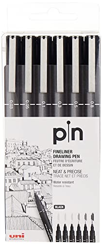 Uni Pin Fineliner Lot de 6 stylos à dessin Encre noire 0,03... - Loisirs Créatifs en promo à 23.62€
