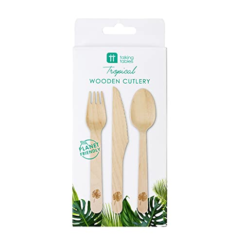 Wooden Cutlery Set with Tropical Design | 6 Disposable... - Sports & Fitness Amazon Royaume-Uni à 2.00€