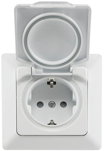 MILOS Prise pour pièces humides encastrée IP44 avec clapet... - Fournitures Bureau Amazon France à 2.95€