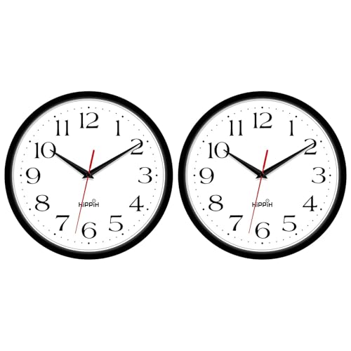 HIPPIH Lot de 2 horloges murales silencieuses, 25,4 cm... - Maison & Cuisine Amazon France à 28.70€
