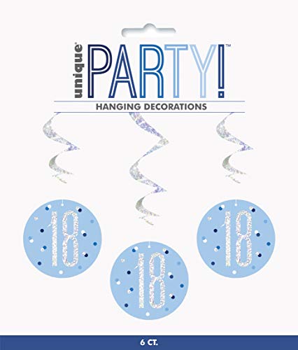 Unique Party 83796 - Hanging Swirl Glitz Blue & Silver 18th... - Maison & Cuisine Amazon Royaume-Uni à 2.09€