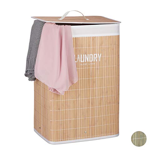 Relaxdays Panier Pliable Couvercle Corbeille Bambou Coffre... - Maison & Cuisine Amazon France à 16.69€
