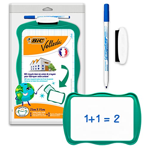 BIC Velleda Double-sided Whiteboard (21 x 31cm) with 2 Dry... - Bon plan à 3.89€