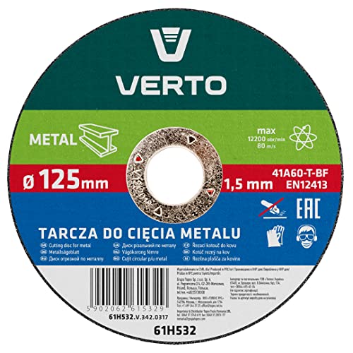 VERTO Disco da taglio per metallo 125 x 1,5 x 22,2 mm - Bricolage & Outils Amazon Italie à 0.63€