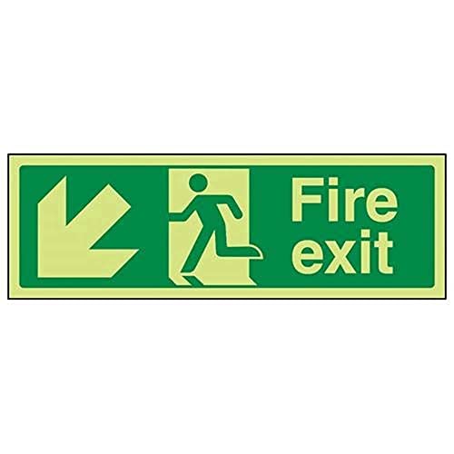 V Safety Glow In The Dark Fire Exit Arrow Down Left Sign... - Maison & Cuisine Amazon Royaume-Uni à 5.37€
