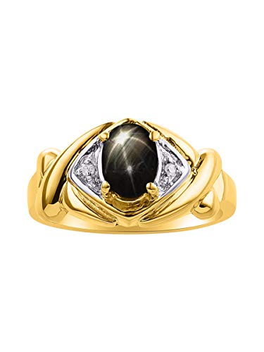 RYLOS - Anillo de diamantes y zafiro con estrella negra y... - Bijoux & Montres en promo à 75.60€