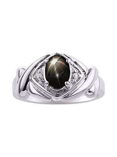 RYLOS - Anillo de diamantes y zafiro con estrella negra y... - Bijoux & Montres en promo à 75.60€