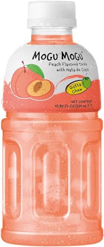 Mogu Mogu Peach Flavoured Drink with NATA De Coco, 320ml - Épicerie Amazon Royaume-Uni à 1.75€