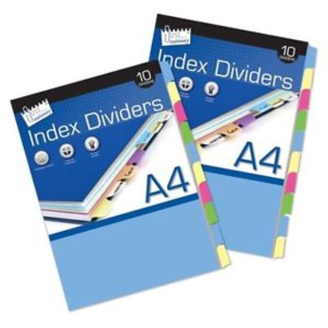 A4 10 Part Subject Divider File Filing Index Dividing Set - Fournitures Bureau Amazon Royaume-Uni à 0.99€