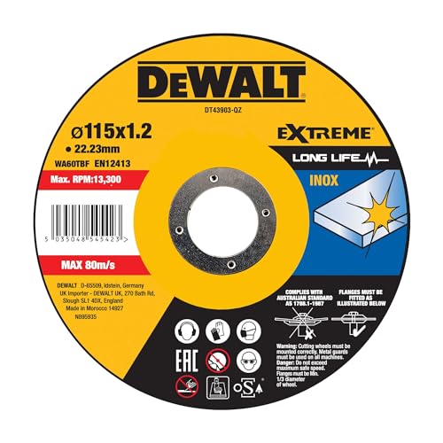 DEWALT DISCO EXTREME TAGLIO ACCIAIO INOX - PIATTO - 115mm... - Bricolage & Outils Amazon Italie à 1.30€