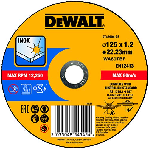 DeWalt DT43904-QZ Thin Cut Inox, 125 x 1.2 mm - Bricolage & Outils Amazon Italie à 1.51€