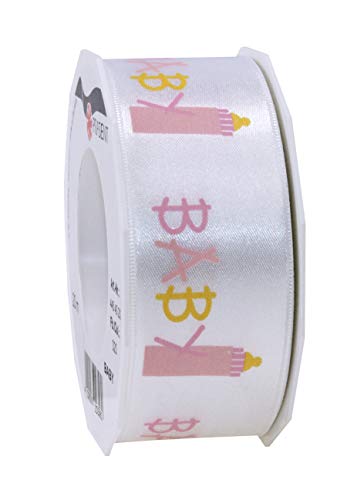 Präsent - Baby Printed Satin Ribbon Pink 40 mm Width, 20 m... - Baby & Nursery Amazon UK à 4.55€