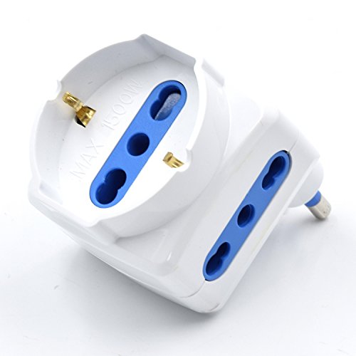 Adattatore salvaspazio bianco, 2 prese italiane 10/16A e 1... - Fournitures Bureau Amazon Italie à 1.49€