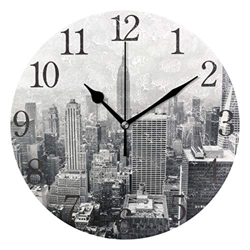 AABAO New York City Round Wall Clock, Silent Non Ticking... - Maison & Cuisine Amazon Royaume-Uni à 1.99€