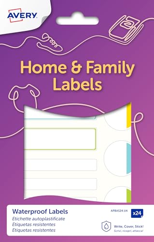 Avery Waterproof Name Labels – 24 Self-Laminating Stickers... - Fournitures Bureau Amazon Royaume-Uni à 4.91€