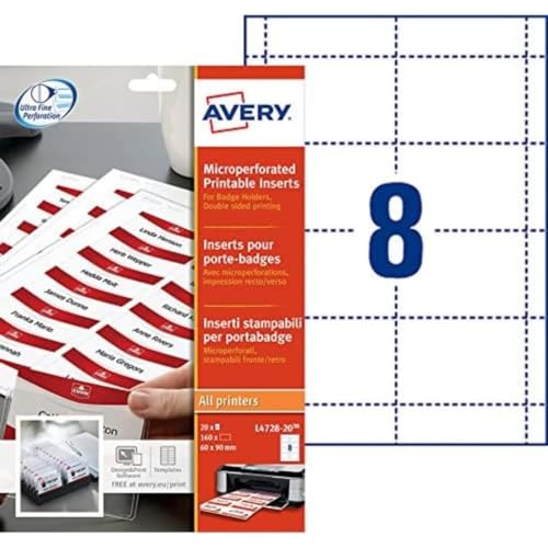 AVERY ZWECKFORM Lot de 5 Boites de 160 bristols... - Fournitures Bureau Amazon France à 14.99€