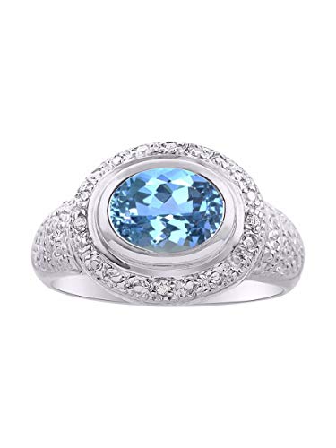 RYLOS - Anillo de plata de ley con gema ovalada y diamantes... - Bijoux & Montres Amazon Espagne à 75.27€