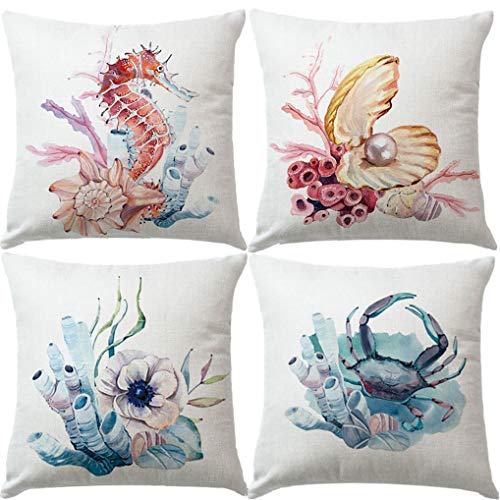 7COLORROOM Set Of 4 Sea Style&Coastal Cushion Cover... - Maison & Cuisine Amazon Royaume-Uni à 4.70€