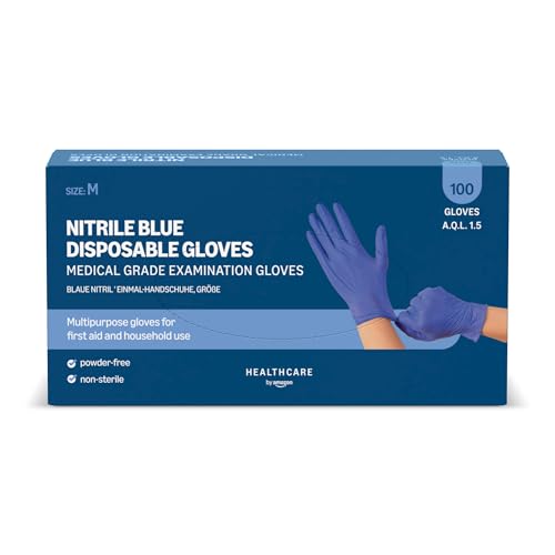 by Amazon Blue Disposable Nitrile Gloves, Powder-free, Size... - Maison & Cuisine Amazon Royaume-Uni à 4.86€