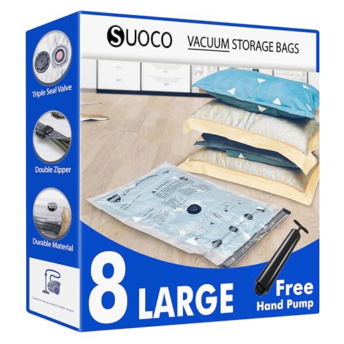 Vacuum Storage Bags 8 Large, Space Saver Bags with Travel... - Maison & Cuisine en promo à 11.71€