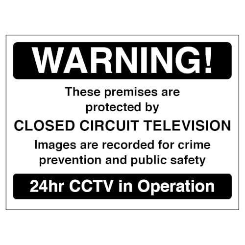 V Safety Warning! Premises Protected By CCTV (Black) Sign... - Maison & Cuisine Amazon Royaume-Uni à 1.70€