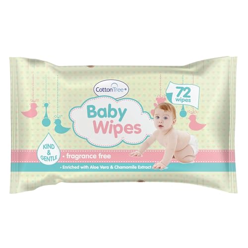 Cotton Tree Essential Baby Wipes, 72Pk - Baby & Nursery Amazon UK à 2.58€