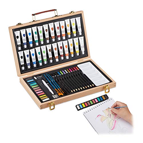 Relaxdays Valigetta con Kit Pittura e Disegno, 56... - Loisirs Créatifs Amazon Italie à 23.58€