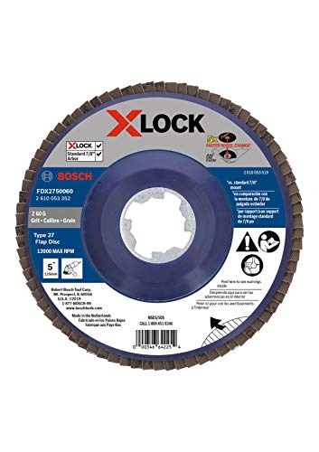 BOSCH FDX2750060 1-Piece 5 in. X-Lock Flap Disc 60 Grit... - Bricolage & Outils Amazon Royaume-Uni à 6.37€