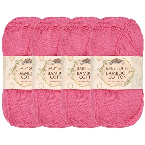 JubileeYarn Lot de 4 écheveaux de fil en coton de bambou... en promo à 17,99€ (-82%) sur Amazon FR