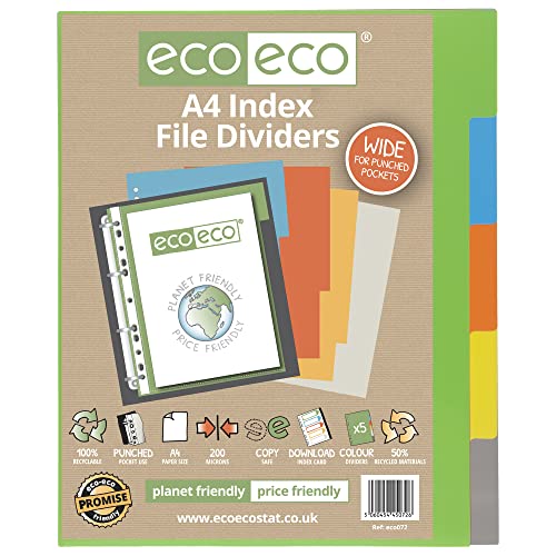 eco-eco A4 50% Recycled Set 5 Wide Index File Dividers... - Fournitures Bureau en promo à 0.88€