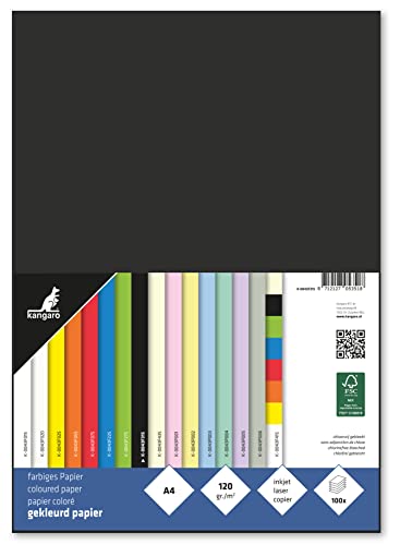 Kangaro - Carta colorata nera DIN A4 – 120 g/m² FSC mix –... - Amazon Italie à 14.91€