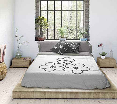 TSUKI Daisy Bettbezug, Baumwolle, Weiß, Grau, für Betten... - Maison & Cuisine Amazon Allemagne à 21.32€