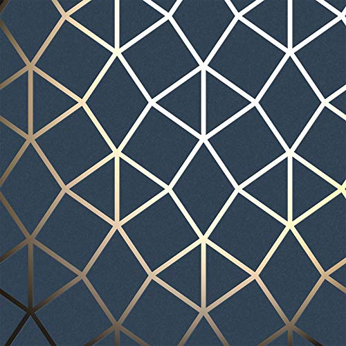 Fine Décor FD42560 Platinum Geo Trellis Navy/Gold Wallpaper - Maison & Cuisine en promo à 11.00€