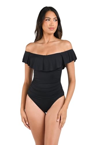 La Blanca Island Goddess Off-The-Shoulder Ruffle One-Piece... - Mode & Vêtements Amazon Allemagne à 78.14€