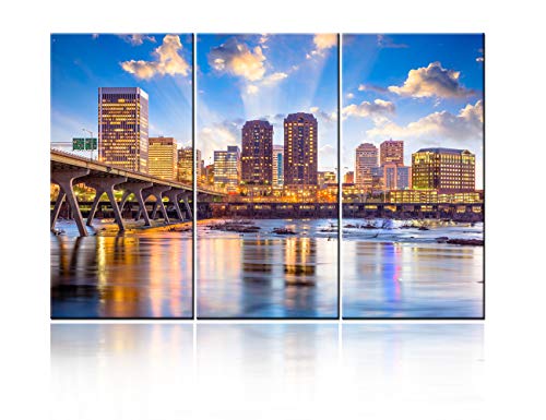 TUMOVO City Skyline sur toile 28'' x 14'' x 3 panels... - Maison & Cuisine Amazon France à 75.11€
