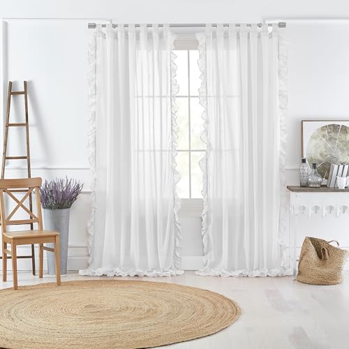 Elrene Home Fashions Tab-Top Ruffle Sheer Window Curtain... - Maison & Cuisine Amazon Royaume-Uni à 13.33€