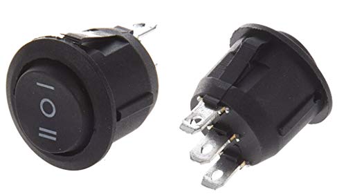 INTERRUTTORE ROTONDO 20mm 3 CONTATTI NERO 250V 6A ON/OFF/ON... - Bricolage & Outils Amazon Italie à 1.95€