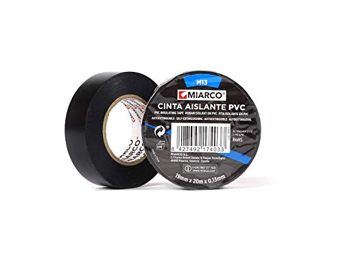 Miarco 26663 - Cinta aislante de PVC M13 Negro 19mm x 20m x... - Bricolage & Outils en promo à 1.18€