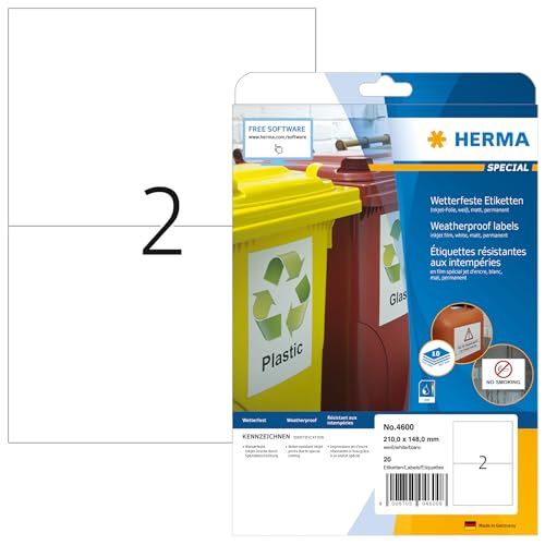 HERMA Self Adhesive Inkjet Labels, 2 Labels per A4 Sheet... - Maison & Cuisine Amazon Royaume-Uni à 13.37€