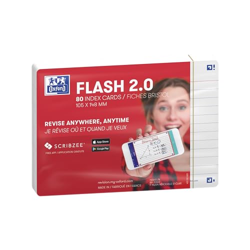 Oxford Flash 2.0 - 80 Fiches Bristol Flash Cards A6 (10,5 x... - Auto & Moto en promo à 8.08€