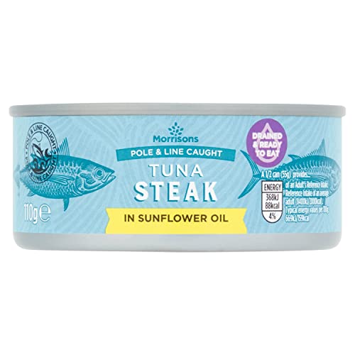 Morrisons Drained Tuna Steaks with Sunflower Oil 110 g - Jardin & Extérieur Amazon Royaume-Uni à 1.60€