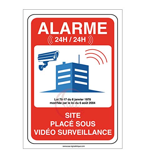 AUA SIGNALETIQUE - Autocollant site sous alarme vidéo... - Auto & Moto Amazon France à 4.16€