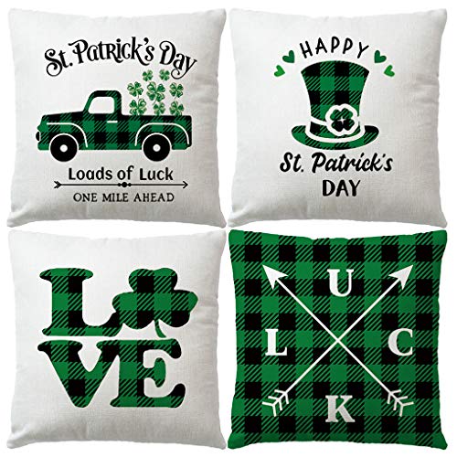 7COLORROOM 4 Pack St. Patrick's Day Green Clover Pillow... - Maison & Cuisine Amazon Royaume-Uni à 4.70€