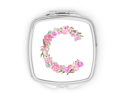 Personalised Initial C Any Letter Pink Roses Floral Compact... - High-Tech & Électronique Amazon Royaume-Uni à 9.99€