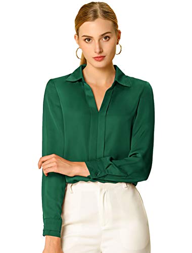 Allegra K Camicetta da Donna in Raso Elegante con Scollo a... - Bon plan à 17.19€