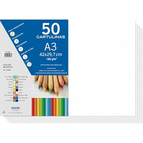 Dohe – Weiße Kartonblätter A3 (50 St.) – Größe 42x29,7 cm... - Maison & Cuisine Amazon Allemagne à 11.25€