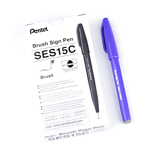 Pentel SES15C-V2X Brush Sign Pen blauviolett... - Fournitures Bureau Amazon Allemagne à 21.89€